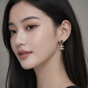 Gold and Black Women's Earrings